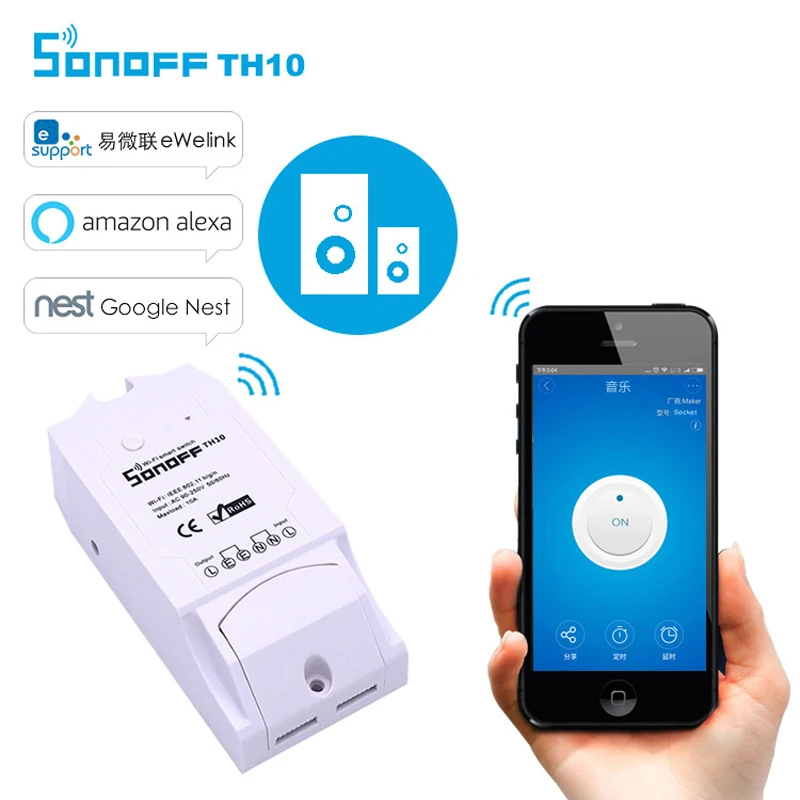 Itead Sonoff TH-TH10/TH16 WiFi умный переключатель дистанционного управления Смартфон Датчик температуры и влажности для умного дома