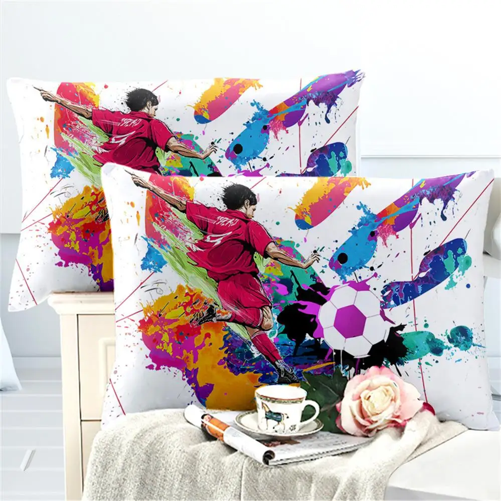 

3D Football Pillowcase Boys Teens Sports Design Pillow Cover Soccer Ball Pillow Case Envelope Pocket Bedclothes