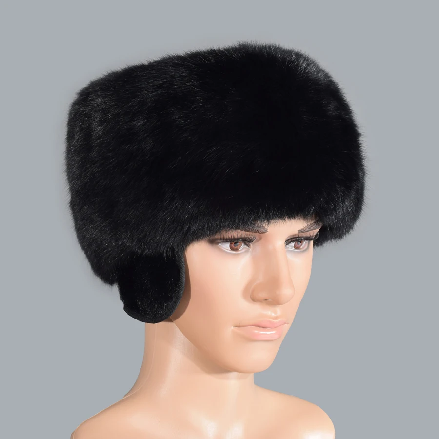 Russian Hat For Men new men's rabbit fur hat winter with ear warm thickening fashion adult