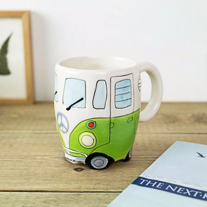 Camper Van кружка ручная роспись Керамическая мультфильм автобус чашки Творческий Rretro автомобильные кружки воды чашки для молока кофе подарок на праздник