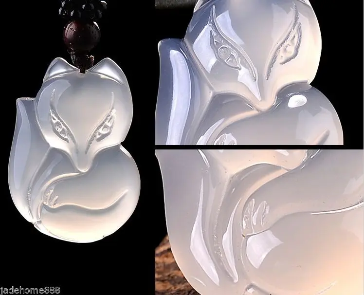 Chinese 100% Natural new Chalcedony Lifelike Fox Selling Jadeite pendant necklace |
