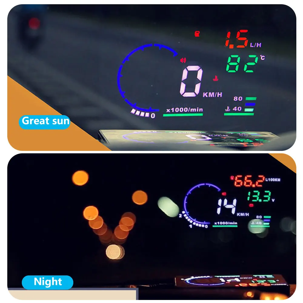 GEYIREN A8 5," Автомобильный HUD Дисплей лобовое стекло проектор расход топлива превышение скорости сигнализации DC9-16V для безопасного вождения