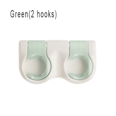 green(2 hooks) Многофункциональная вешалка для швабры, противоскользящие ABS принадлежности для ванной комнаты, Швабра для хранения зонта, 2/3 крючков, многорядные инструменты для чистки хранения-66778 - Цвет: green(2 hooks)