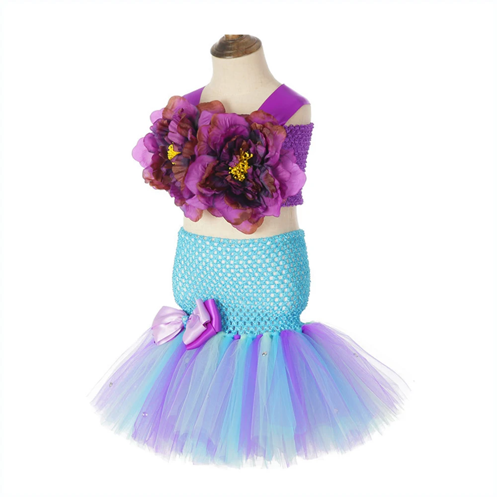 Little Princess Mermaid Girls Tutu Dress with Fish Tail Dresses Age 13 14 Years Old Wedding 3 Pieces | Детская одежда и обувь