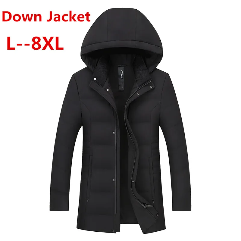 8XL 6XL 5XL 4XL 2018 Утепленная зимняя куртка на утином пуху для мужчин меховой воротник