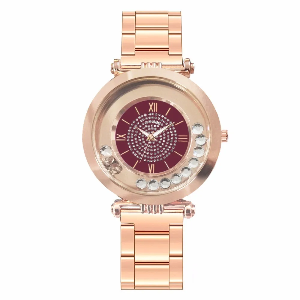 Горячая Распродажа женские розовые золотые часы из нержавеющей стали с