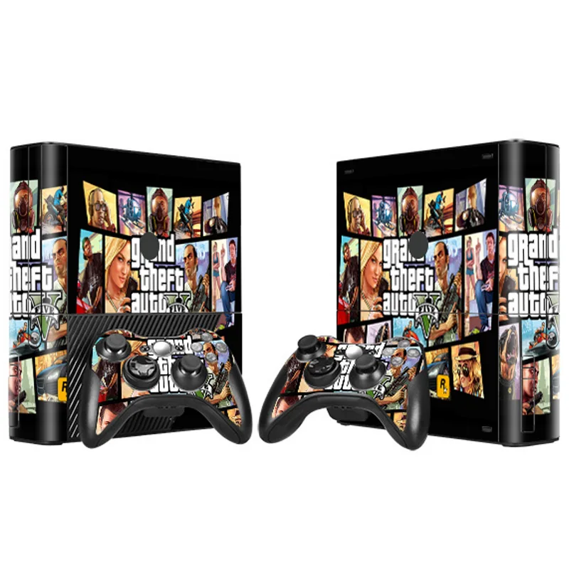 Наклейка на кожу для консоли Xbox 360 E и контроллеров Grand Theft Auto V GTA 5 Виниловая