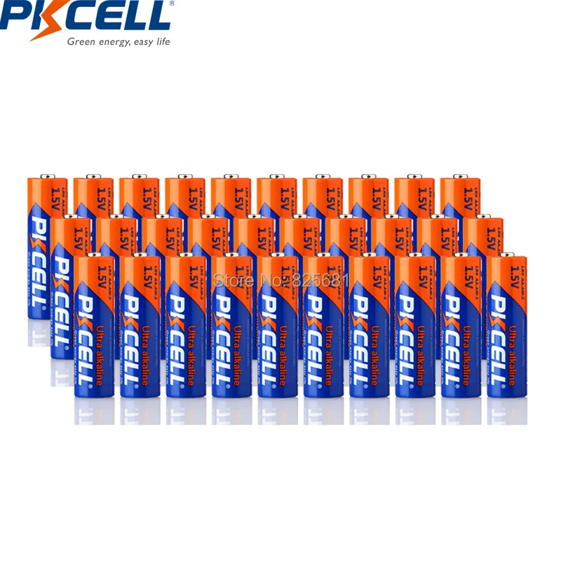 30 шт. батарея PKCELL AA LR6 AM3 E91 MN1500 1.5В супер Щелочная не перезаряжаемая для Walkman Toys