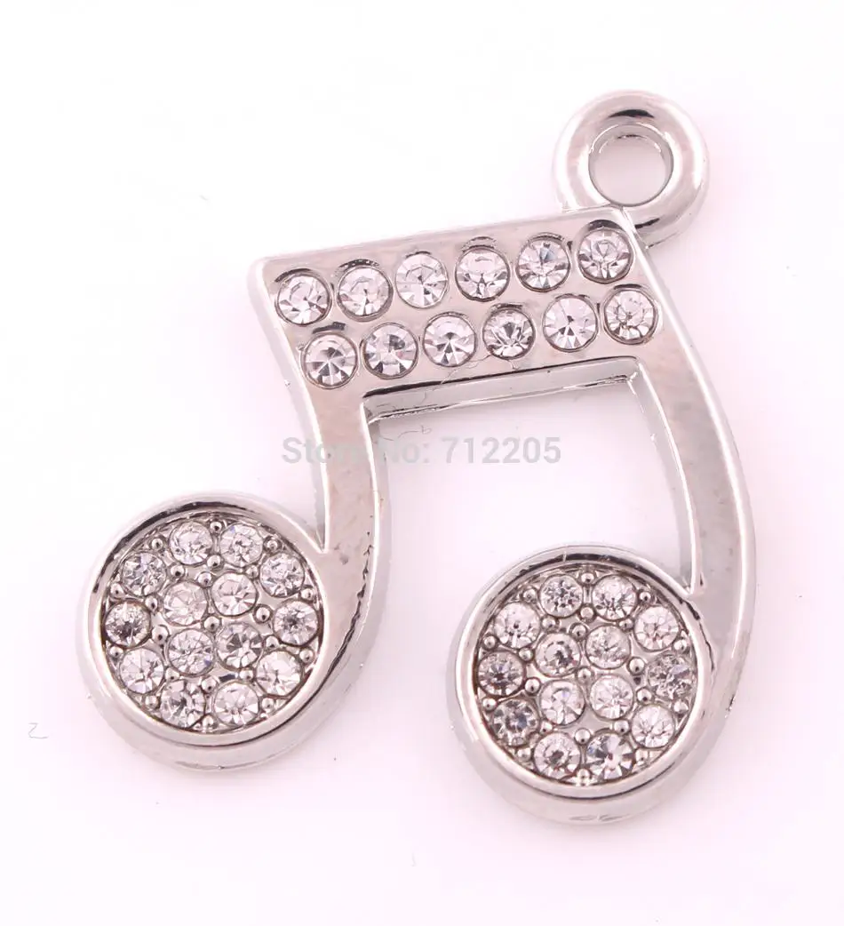 Новинка 20 шт. в комплекте Цинковый кулон с родиевым покрытием и сверкающими