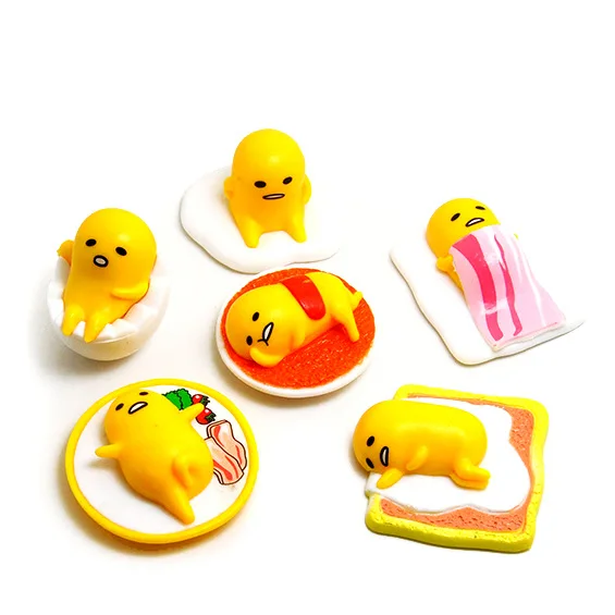 no keyring 6 шт./компл. 4 см Gudetama желтый Яйцо ленивый Gudetama брелок Подвески ПВХ фигурка игрушки Gudetama брелок - Цвет: no keyring