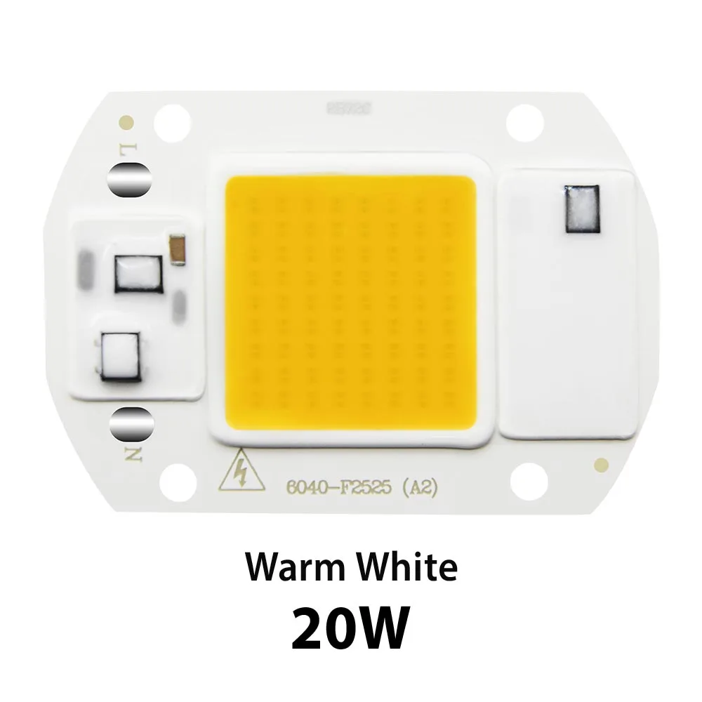 20Watt Warm White Hontiey светодиодный COB теплый белый 220V 110V умная ИС(интеграционная схема) нет необходимости в драйвере, 20 Вт, 30 Вт, 50 Вт, ручная сборка на открытом воздухе роста рассады растений освещение - Испускаемый цвет: 20Watt Warm White
