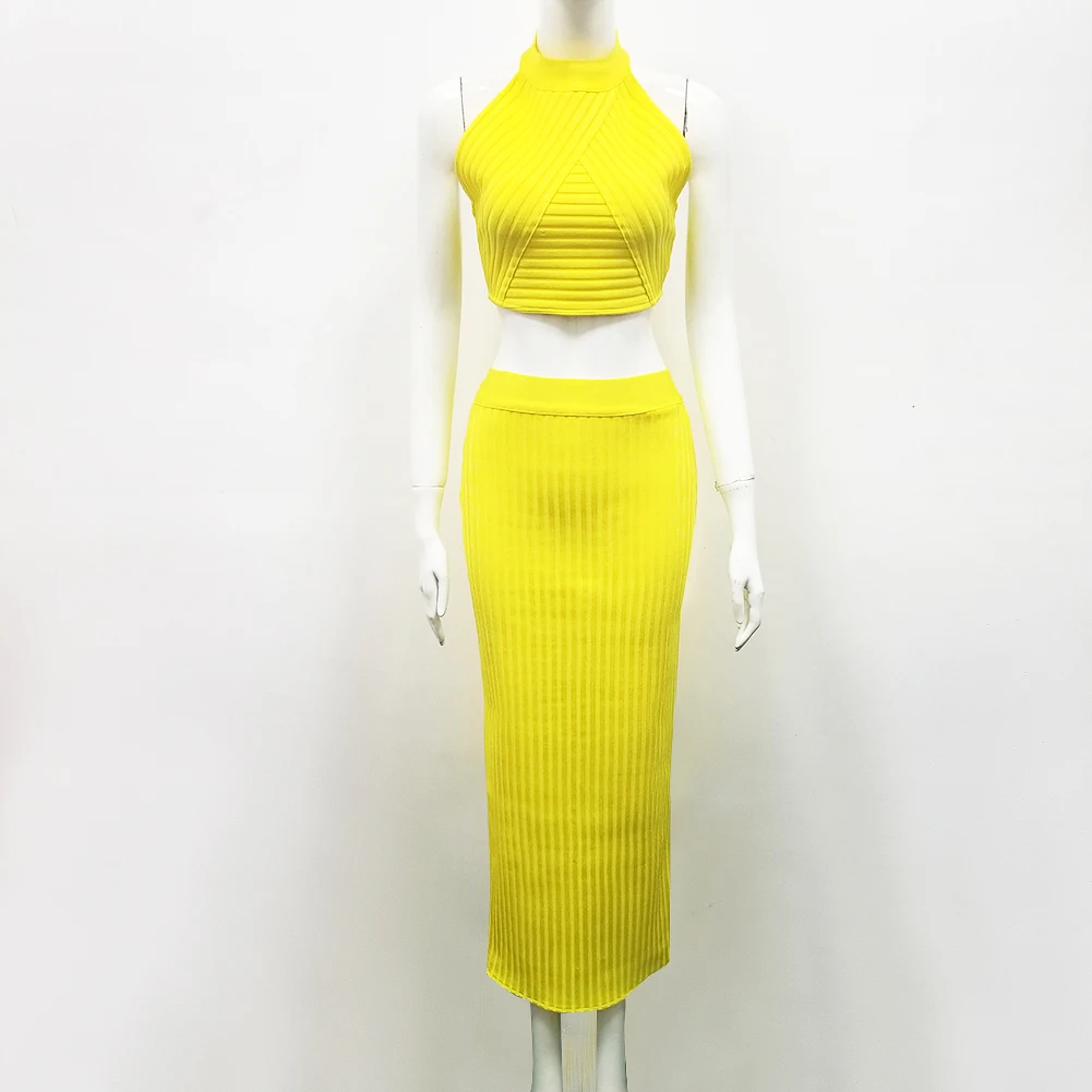 Женское Бандажное платье Deavogy комплект из двух предметов с открытой спиной и