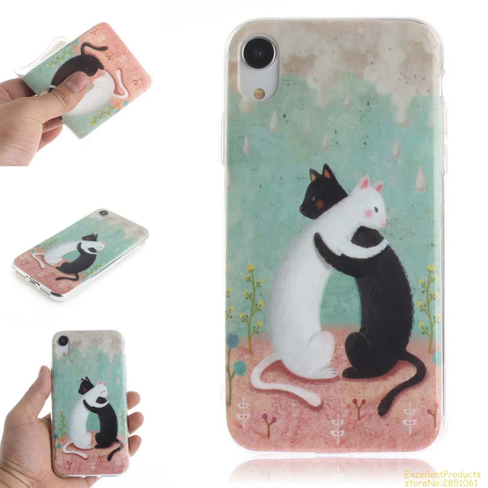 Высокое качество Cat ПЭТ окрашены силиконовый чехол для Apple iPhone 5 5S 6 6S PLUS 7 8 X XS XR Max