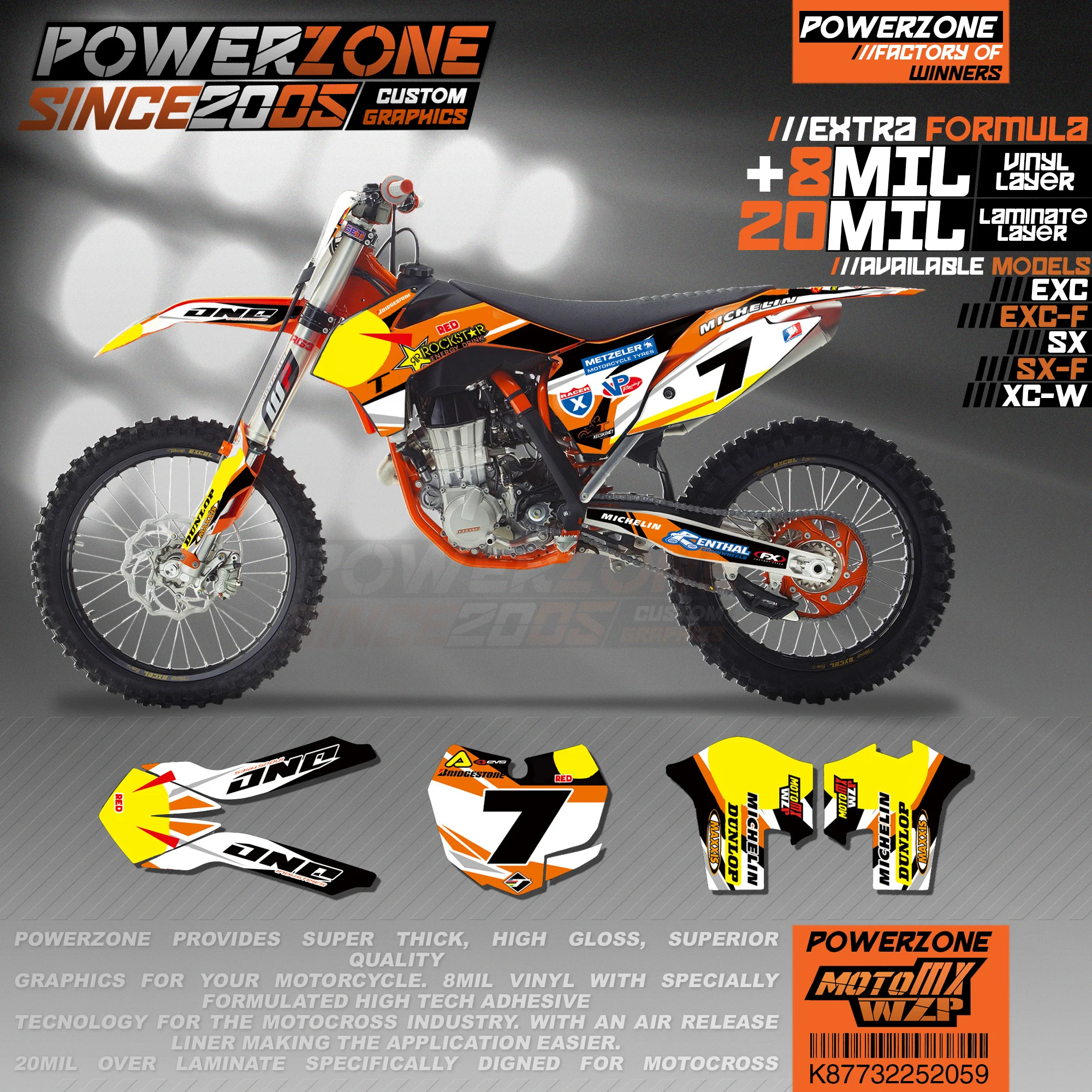 Персонализированные графические фоны PowerZone Team наклейки 3M Набор наклеек для KTM SX SXF
