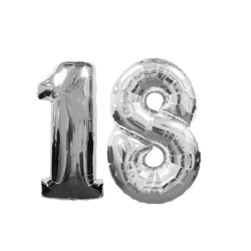 silver18 32 дюймовые воздушные шары из фольги, большие цифры, гелиевые шары, 16, 18, 21, день рождения, товары для вечеринок, свадебные украшения - Цвет: silver18