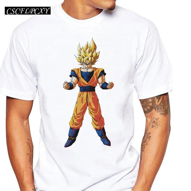 The Dragon Ball Z Fashion Design Male T-shirts Super Saiyan Short Sleeve Casual Tops Goku Printing Basic Men Hispter Tee1 | Мужская