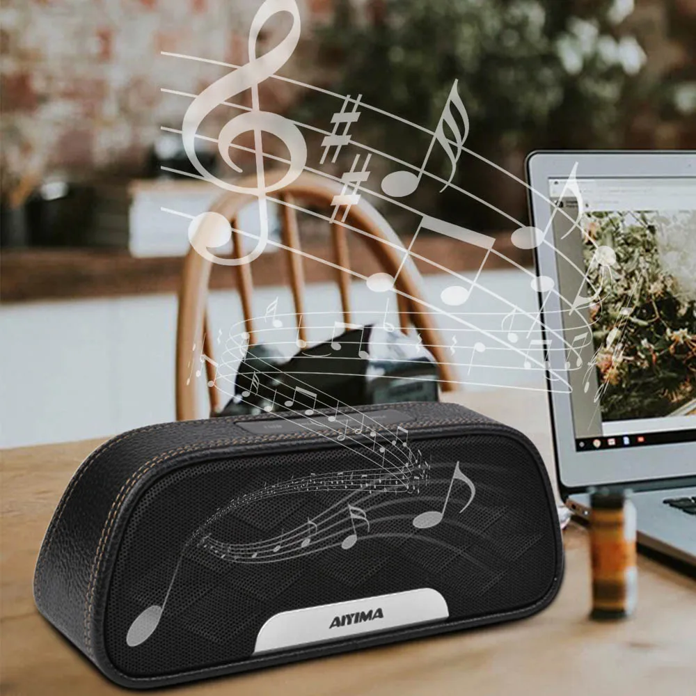 AIYIMA Bluetooth 4 2 портативный аудио стерео кожаный динамик 2x6 Вт полный спектр колонки