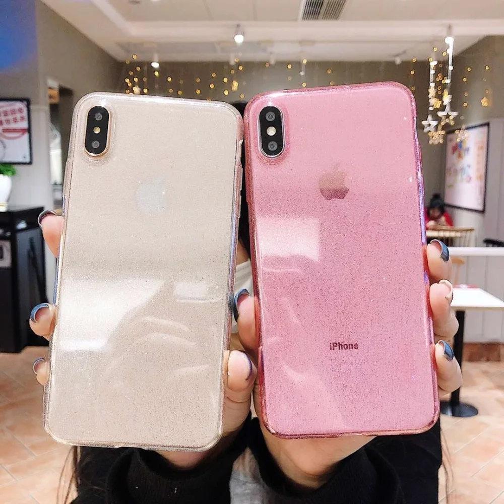 Чехол для Телефона iPhone X XR XS Max Funda Прозрачный чехол 7 8 6s 6 Plus Мягкий Блестящий Coque |