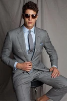 2018 custom made light grey mens suits formal wedding dress groomsmen men wedding suits groom tuxedos jacketpantstie