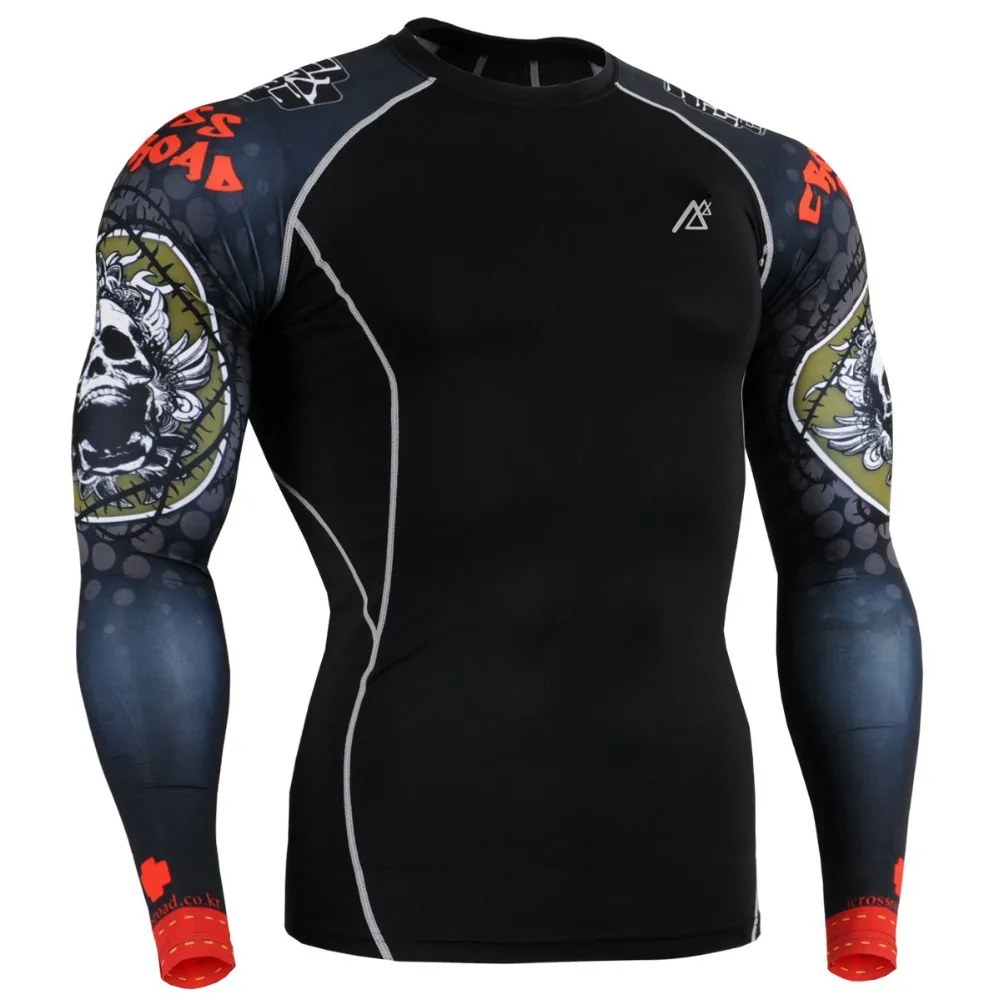 Мужские компрессионные однослойные колготки Doulbe Sleeves с принтом Second Skin Crossfit