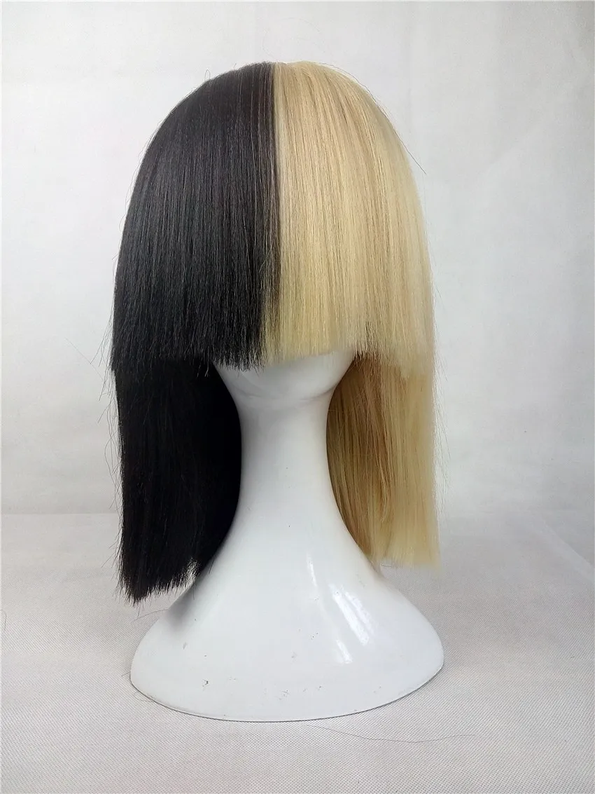 Sia Alive This Is Acting Half Black And Half Light Blonde закрывает глаза и нос термостойкие волосы Косплей Костюм парик