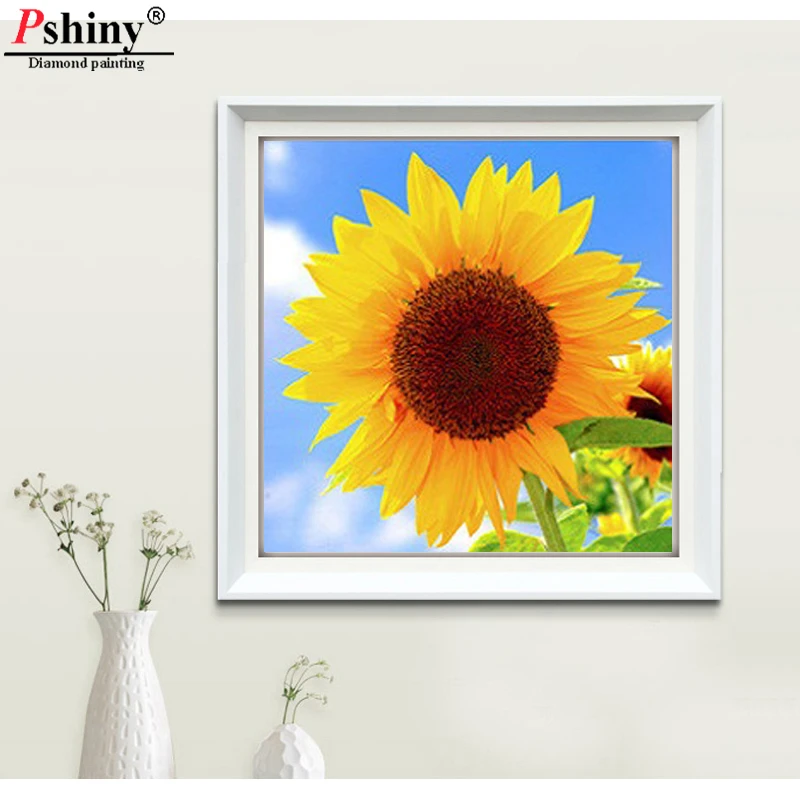 Pshiny 3d DIY картина вышитая бисером Комплект подсолнечника полный круглые стразы