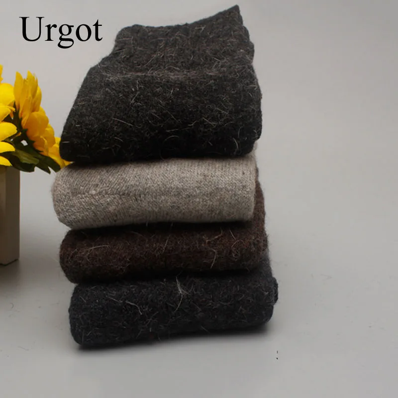 Мужские носки с кроликом Urgot 4 пары/кор. зимние толстые теплые из шерсти и плюша