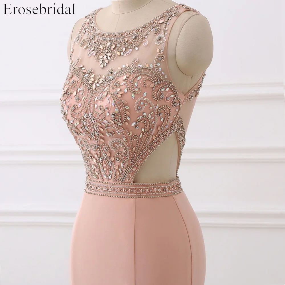 2017 Спандекс Вечернее Платье Erosebridal просто Русалка отделка бисером vestido de festa