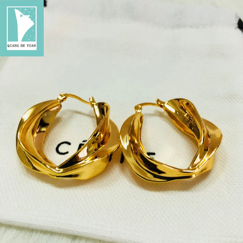 2019 модные скрученные золотые серьги кольца для женщин Kolczyki Kupe Boucle oreuille Oorbel Ohrringe