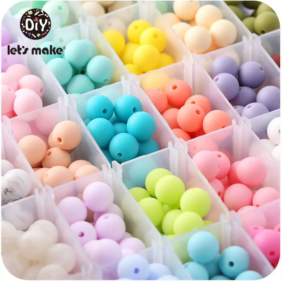 

Let's Make Food Grade 20Pc Silicone Beads Teether Mini Heart Bracelet DIY Jewelry Baby Teether Round Beads 12mm Baby Teether Toy