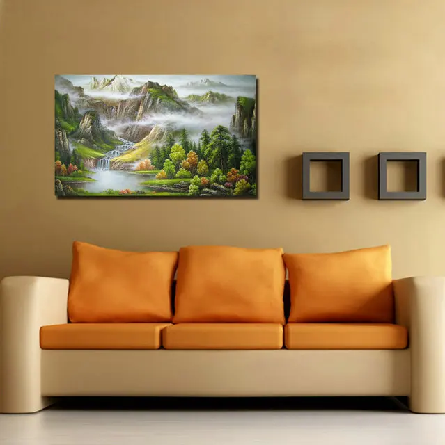 3 Панели пейзаж деревья и реки холст печать живопись абстрактная картина