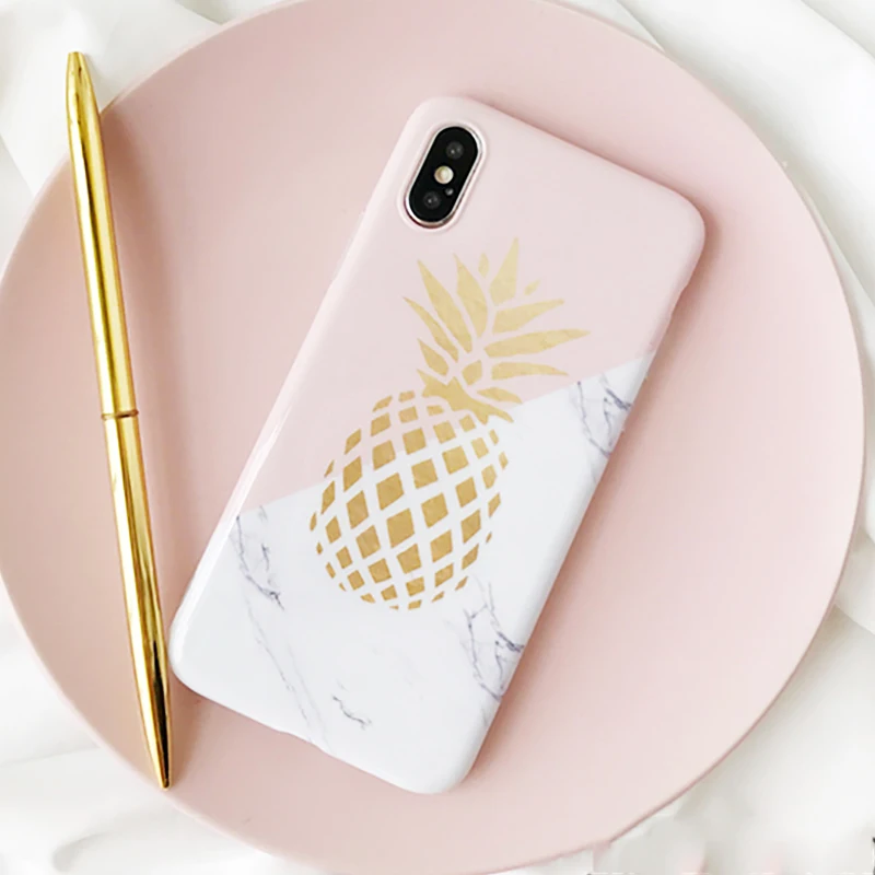 LOVECOM чехол для телефона для iPhone XR XS Max 6 6S 7 8 Plus X золотые плоды ананаса мягкая IMD задняя крышка Coque с палец кольцо подарок