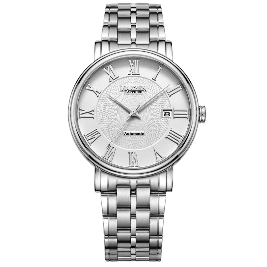 Белый Men Watch MIYOTA 9015 Automatic Business Classic Wristwatch Stainless Steel Mechanical Watches Male Casual Clock Erkek Kol Saati - Цвет: Белый