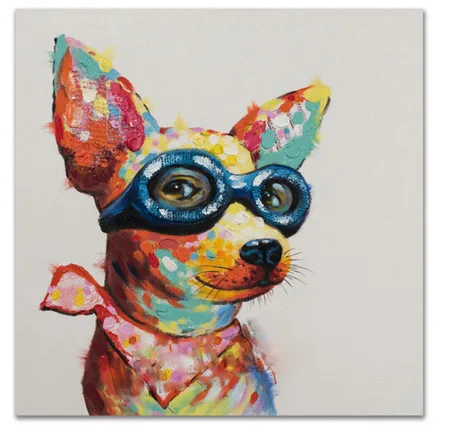 

100%-Handmad Palette Knife Oil Painting Knife Cute Chihuahua Dog Oil Painting On Canvas Wall Art Decoration for room wall art