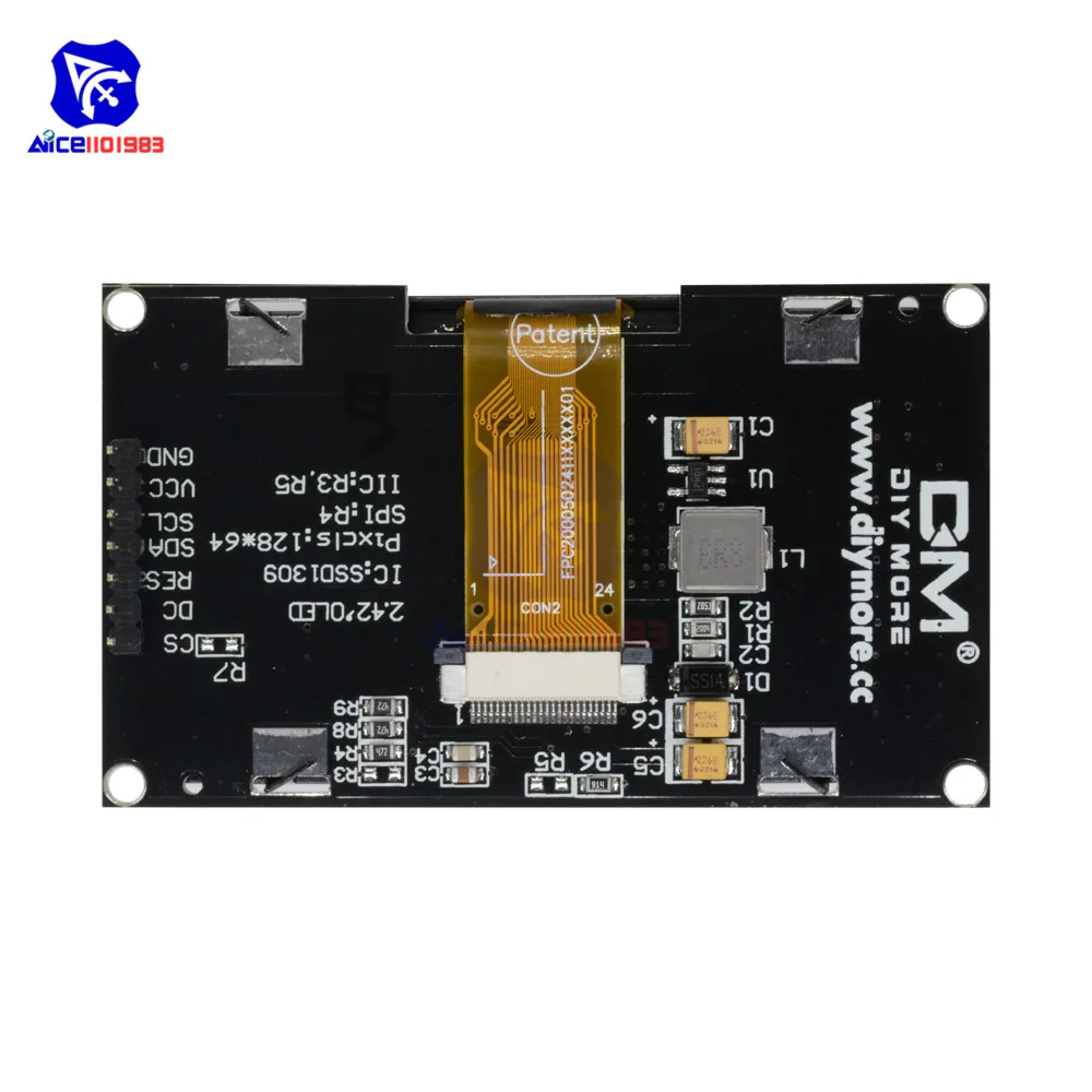 2,42 дюймов 128X64 OLED ЖК-дисплей Дисплей модуль SSD1309 12864 7-контактный SPI/IIC I2C серийный Интерфейс для Arduino UNO R3 C51