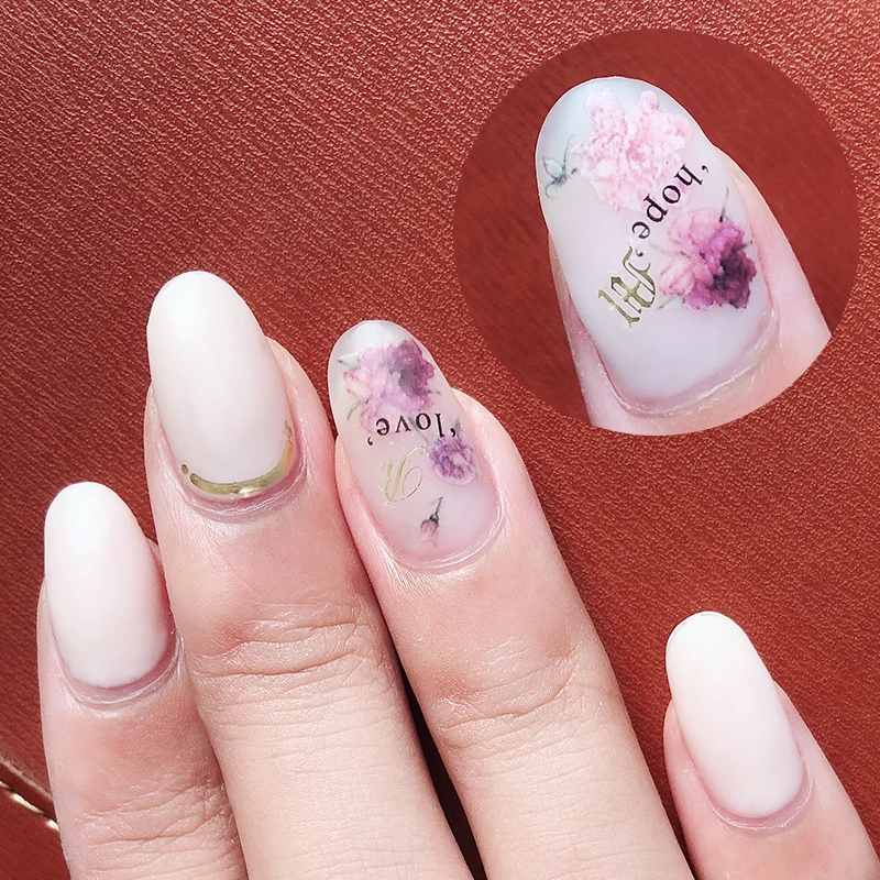 1 лист стикеры 3D на ногти Nail Art Роза Печать Японский Дизайн Клей Цветочные