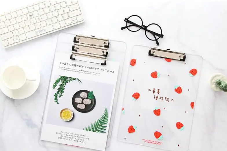 1 шт. Kawaii PP Clipboard прозрачная доска для письма PP A4 папка клип Студенческая канцелярская папка Estojo Escolar