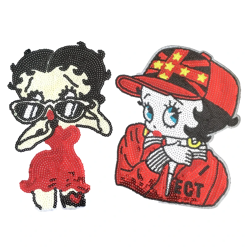 A 2 шт./партия, модная одежда Betty Girl, расшитая блестками, пришивная железными нашивками, fpr, одежда, большие блестки, женские нашивки, шитье, сделай сам, украшение, новинка - Цвет: A