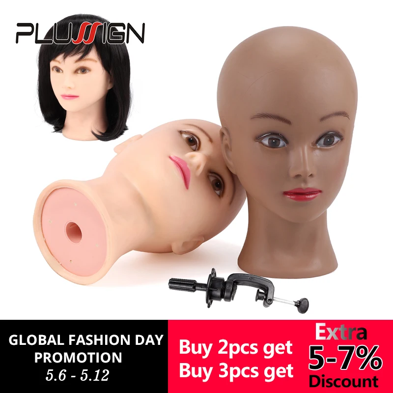 Professional Bald Mannequin Head With Stand Factory Sale Female Manikin Head For Wigs Hats Jewelry For Women Girls 52.cm 21 inch