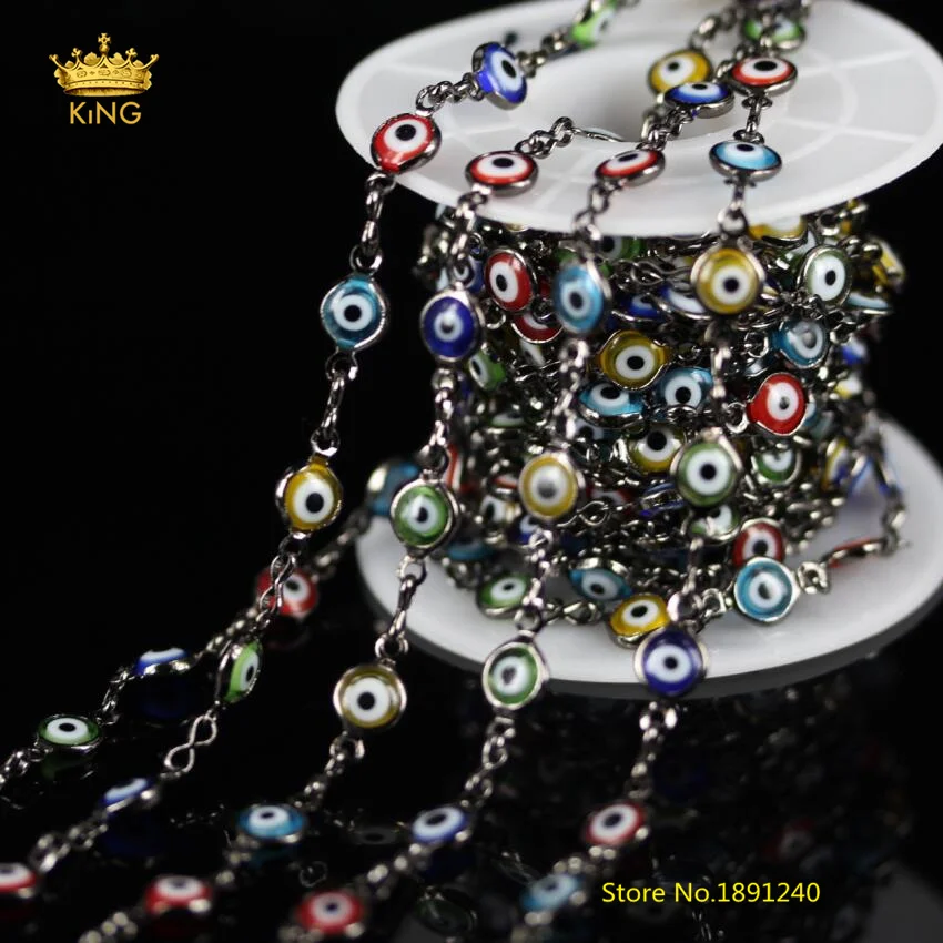 5 метров 6 мм цепи от сглаза многоцветная цепь из лэмпворк с покрытием стекла