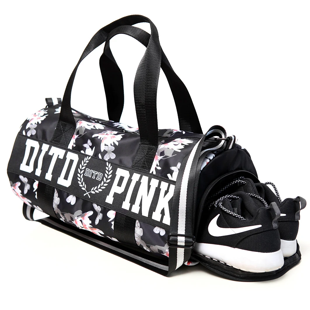 Pink/gray/black Women Men Gym Bag Fitness Shoulder Gird Strip Travel Bag Outdoor Yoga Bag With Shoes Storage Sac De Sport