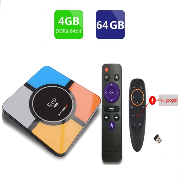 4G 64G with G10 R-TV BOX S10 MINI Android 9,0 4 ГБ 32 ГБ/64 Гб медиаплеер 2,4G пульт дистанционного управления - Цвет: 4G 64G with G10