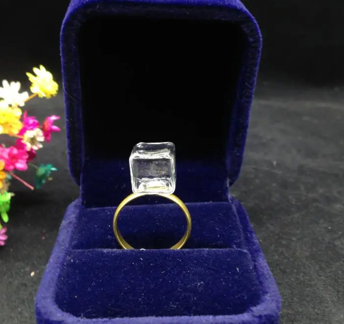 200 наборов/лот 10*10 мм Квадратные жидкие кольца стеклянных шариков Шарообразная колба флакон с крышкой флаконов.