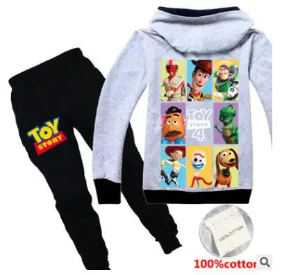 Комплект одежды для мальчиков и девочек с принтом Toy Story 4 толстовка капюшоном +