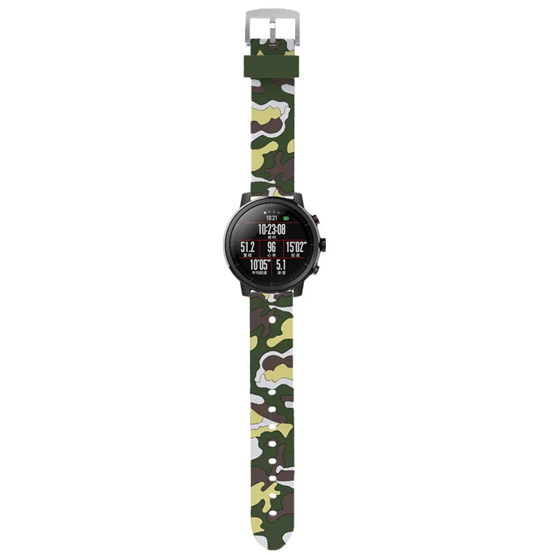 ZZQing полосы для Xiaomi Huami Amazfit stratos 2 ремешок силиконовый камуфляж быстрая установка спортивные Смарт часы браслет ремень 22 мм