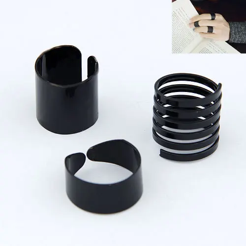 3 шт Панк Мода кольца для женщин 2019 девушки Anillos черный/золото стек простое