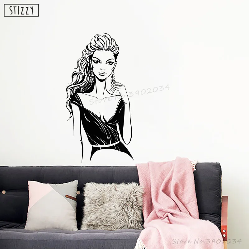 Настенная Наклейка stizzy Woman Beauty Salon Art Виниловые наклейки на стену для девочек Spa