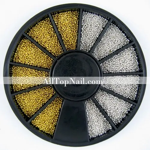 

50 колёс, серебристые и золотистые, 2 цвета, мини-бусины для нейл-арта, профессиональные 3D украшения для ногтей, Бесплатная доставка DHL