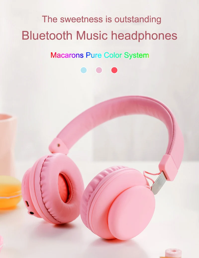 Модные розовые золотые беспроводные Bluetooth наушники, милые наушники с микрофоном, Bluetooth наушники для женщин, девочек, детей