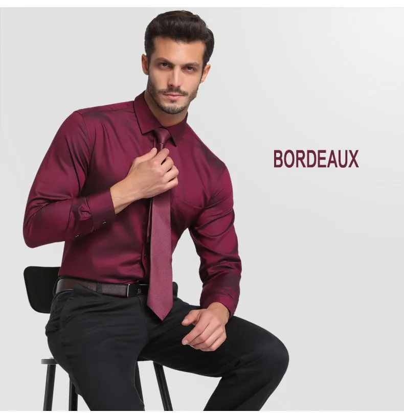 Oversize 5XL Мужская рубашка с длинным рукавом эластичного волокна бамбука моды Camicia Uomo шелковистой белый Повседневное Формальные Мужская блузка